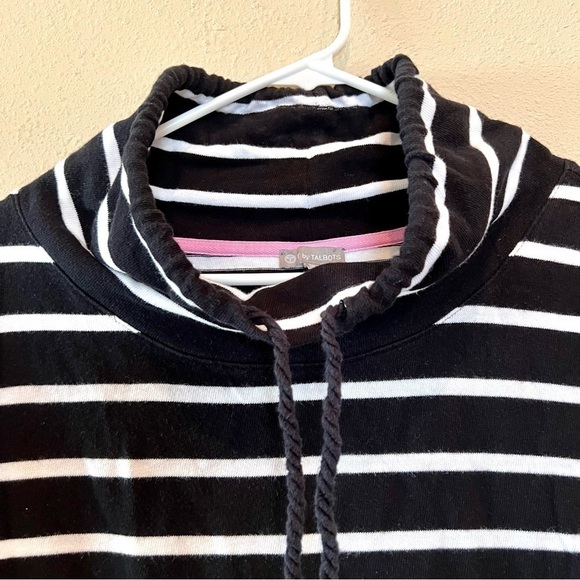T by Talbots Women Black white stripes Pullover Sweater short sleeves size XS - Picture 3 of 10